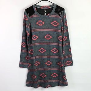 Simply Southern Aztec print sequin dress NWT